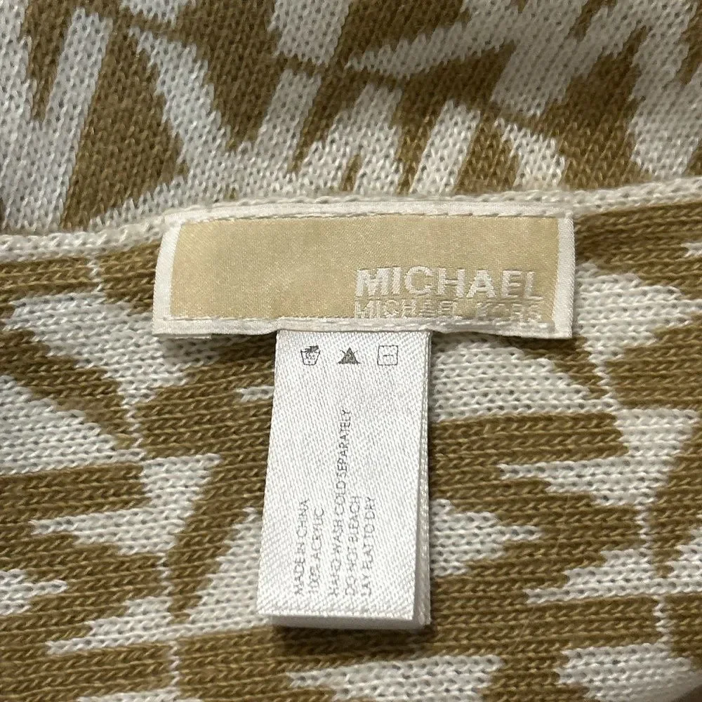 MICHAEL KORS Tan & White Signature Logo Scarf - Picture 2 of 6